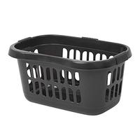 Plastic High Grade Washing Clothes Linen Laundry Storage Basket Style - Hipster/Round (60 Ltr, Mid Night Black)