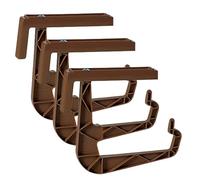 Plastic Holder Flower Box Rail Hanger Hooks - Adjustable Balcony & Fence Planter Weather-Resistant Hanging Bracket for Railing Flower Boxes (3, Brown)