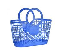 Plastic Hollow Storage Basket, Foldable Bag for Home Toys Clothes, Kitchen Fruit Vegetable Storage Basket, Portable Shower Bath Baskets(blue)