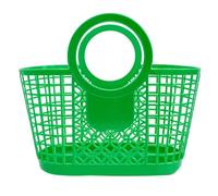 Plastic Hollow Storage Basket, Foldable Bag for Home Toys Clothes, Kitchen Fruit Vegetable Storage Basket, Portable Shower Bath Baskets(green)