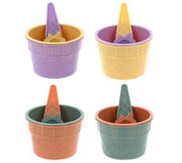 Plastic Ice Cream Bowls Spoon Set Dessert Sundae Cone Scoop Kids 8PCS