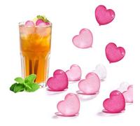 Plastic Ice Cubes Reusable, 15PCS Heart Shaped Ice Cubes Refreezable Icecubes for Drinks Pink Hearts Quick Freeze Colorful for Drinks Whiskey Vodka Coffee