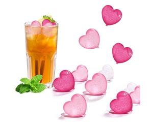Plastic Ice Cubes Reusable, 15PCS Heart Shaped Ice Cubes Refreezable Icecubes for Drinks Pink Hearts Quick Freeze Colorful for Drinks Whiskey Vodka Coffee