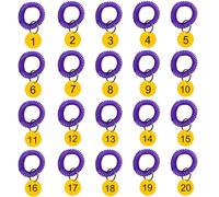 Plastic ID Number Tags 1-20 with Key Ring, Engraved Numbered Tags ID Tags with Spring Rings (1-20, Yellow)