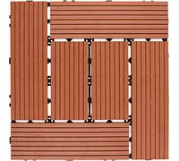 Plastic Interlocking Composite Patio and Deck Tiles Pack of 6 - No Watering or Mowing (Terracotta)