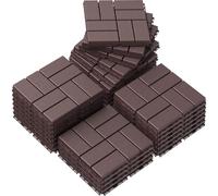 Plastic Interlocking Deck Tiles, 12" x12" Interlocking Deck Tiles, Outdoor Flooring, Patio Flooring Outdoor Waterproof, All Weather Use, for Poolside Garden Balcony Lawn(Brown,36Pcs)