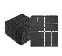 Plastic Interlocking Deck Tiles, Outdoor Patio Composite Flooring Decking Tiles, 11PCs 30 * 30cm, Waterproof Anti-Slip Interlocking Decking Boards Sutiable for Outdoor Balcony Garden (Dark Gray,1m²)