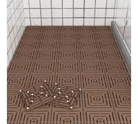 Plastic Interlocking Deck Tiles Shower Mat Anti Slip and Shock Absorbing Garage Flooring Courtyard Terrace(Brown,6pieces)