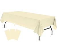 Plastic Ivory Tablecloths 3 Pack Cream Disposable Table Covers 54" x 108" Milky White Table Cloths for Bridal Shower Parties Picnic Engagements Weddings Birthdays, Fits 6 to 8 Foot Rectangle Tables