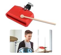 Plastic Jam Block with Adjustable Mount, Red Cowbell Jam Drum for Percussion, Latin Music Instrument, Mountable On Drums