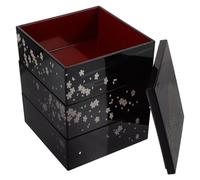 Plastic Japanese Sushi Bento Case with Lid, 3-layer Reusable Lunch Box Featuring Mount Fuji Pattern, Multifunctional Food Bento Case for Occasions