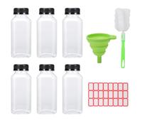 Plastic Juice Bottles with Lids 9 Pcs Empty 250ml Filling Bottles Plastic Reusable Bottles with Funnel, for Refrigerator, Juicer, Water, Milk