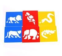 Plastic Jungle Animal Art Stencils Templates Set Kids Safari Drawing Pack of 6 by BCreative ®