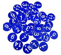 Plastic Key Tag,50 PCS Acrylic Numbered Tags Key Fobs Keyring Tags Discs 1 to 50 Number Tags for Hotel Mailbox Gym School Office Blue