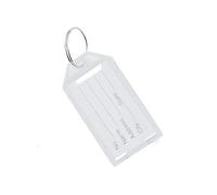 Plastic Key Tags Key Fob Tag Plastic Luggage Name ID Label with Split Ring Label Window Paper Label Inserts for Keys, Baggage, Luggage, Personal Items (White, 50Pcs)