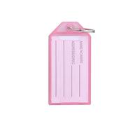 Plastic Key Tags Key Fob Tag Plastic Luggage Name ID Label with Split Ring Label Window Paper Label Inserts for Keys, Baggage, Luggage, Personal Items (Pink, 50Pcs)