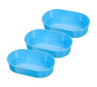 Plastic Kidney Tray for Medication Dispensing and Transport Blue 3pcs | Curved Oval Profile, Labelled Sections and Raised Rim, Stackable Modular Design for Pharmacy Teams