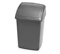 PLASTIC KITCHEN BIN WHITEFURZE SWING BIN 10L,30L,50L REFUSE TRASH RUBBISH DUSTBIN (50L, Grey/Silver)