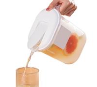 Plastic Kitchen Fridge Door Jug 1.8L with Lid Water Fruit Juice Milk Drinks Pitcher Outdoor Summer Cocktail Container with Pour Spout and Handle for Home Use