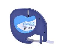 Plastic Label Tape 5-Pack, Black on White, 12mm x 4m, Compatible with QX-50, XR, XM, and 2000 Plus Label Makers