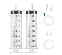 Plastic Large Capacity Syringe 350ml - 2Pcs Liquid Syringe for Fluid, Individually Packaged Syring with Tube Catheter for Animal Feeding, Plant Watering, Laboratory Industry