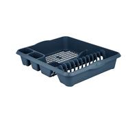 Plastic Large Dish Drainer Rack Kitchen Sink Draining Board Countertop Dishes, Cups, Plates Drying Draining Board with Cutlery Utensil Holder Food Grade BPA Free Kitchen Organiser (Midnight Navy Blue)