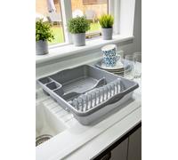 Dish Drainer Strainer Pots Drying Rack Grey Home Kitchen Cutlery Holder Wham Grey One Size