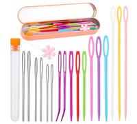 Plastic Large Eye Sewing Needles, Large-Eye Blunt Needles, Bent Tapestry Needles, Yarn Needles Crafting Knitting Stringing Needles with Storage Box and Needle Threader for Knitting Crochet