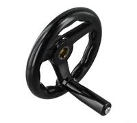 Plastic Lathe Handwheel With Revolving Handle For Milling Machine And Grinder, Black 3 Spoke Design For Precise Adjustment, 125mm Diameter (16x160mm)