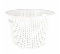 Plastic Laundry Basket Clothes Washing Bin Storage Knitted Hamper Organiser (White, Round)