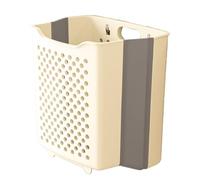 Plastic laundry basket, foldable and wall mounted, designed for space saving and large capacity laundry sorting at home (Ice cream)