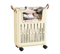 Plastic Laundry Basket, Storage Basket Cart with Handles, Mobile Laundry Basket for Dirty Clothes Storage In Bedroom Bathroom(28.5cm)