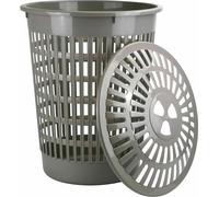 Laundry Washing Basket 60L Hamper Storage Linen Clothes With Lid Plastic Grey