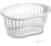 Plastic Laundry Basket With Handles Flexi Large Storage Round Hipster Hamper For Clothes Nursery & Home Organisation 13 Colours 30L (White (Hipster 34Ltr))
