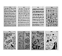 Plastic Letter Stencil,Letter Number Stencils Alphabet Stencil,8 Pcs Assorted Styles Plastic Letter and Number Stencils,for DIY Craft Spraying Painting Drawing Diary Scrapbook