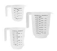 Plastic Lightweight Kitchen Measuring Jug Set of 3, Sturdy Hardwearing, Stackable, Bold Measuring Scale Markings in ml, Pints and Ounces, Pouring Lip and Handle, BPA Free
