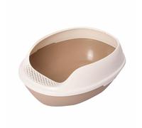 Plastic Litter Box, Cat Liter Tray High Sides with Filter Pedal, Portable Cat Ltter Box for Small Pet Guinea Pig Rabbit Anti Leakage(Brown)