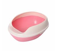 Plastic Litter Box, Cat Liter Tray High Sides with Filter Pedal, Portable Cat Ltter Box for Small Pet Guinea Pig Rabbit Anti Leakage(Pink)