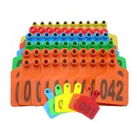 Plastic Livestock Animal Labels, Animal Identification Cattle Ear Tags 6x7.5cm Multicolor Pack of 100 Numbered 001-1000(Mixed Color,301-400)