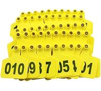 Plastic Livestock Ear Tags, 100 Sets Numbered Cattle Ear Tags Oversize 3x2.4 Cow Ear Tag(Yellow,001 100)