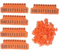 Plastic Livestock Ear Tags,Bull's Ear Label, 100 Pcs Plastic Cattle Ear Tags with Numbers 001-500 Multicolor 7.5x6cm(Orange,301-400)