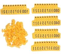 Plastic Livestock Ear Tags,Bull's Ear Label, 100 Pcs Plastic Cattle Ear Tags with Numbers 001-500 Multicolor 7.5x6cm(Yellow,001-100)