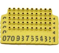 Plastic Livestock Ear Tags,Bull's Ear Label, 100Pcs Cattle Ear Tags Livestock Identification Multicolor 7.5x6cm / 2.9x2.4in TPU Plastic Multiple Number Ranges(Yellow,001-100)