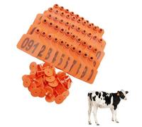 Plastic Livestock Ear Tags,Bull's Ear Label, Cattle Ear Tags Numbered 001-500 Plastic 7.5x6cm Multicolor Pack of 100(Orange,301-400)
