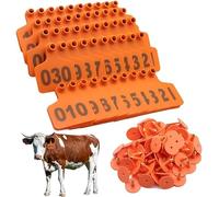 Plastic Livestock Ear Tags,Bull's Ear Label, Livestock Ear Tags 1-1000 Pack of 100 Multicolor 60mm x 75mm(Orange,301-400)