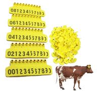 Plastic Livestock Ear Tags,Bull's Ear Label, Livestock Ear Tags 1-1000 Pack of 100 Multicolor 60mm x 75mm(Yellow,601-700)