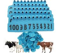 Plastic Livestock Ear Tags,Bull's Ear Label, Livestock Ear Tags 1-1000 Pack of 100 Multicolor 60mm x 75mm(Blue,801-900)
