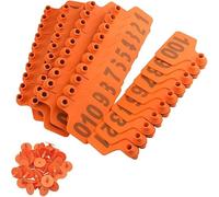Plastic Livestock Ear Tags,Bull's Ear Label, Livestock Ear Tags with Numbers Multicolor 7.5x6cm Pack of 100 Multiple Number Ranges(Orange,201-300)