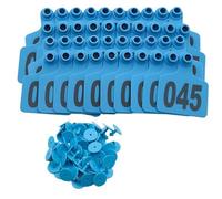 Plastic Livestock Ear Tags,Bull's Ear Label, Livestock Ear Tags with Numbers Multicolor 7.5x6cm Pack of 100 Multiple Number Ranges(Blue,101-200)