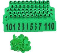Plastic Livestock Ear Tags,Bull's Ear Label, Livestock Identification Ear Tags Multicolor 7.5x6cm Pack of 100(Green,401-500)